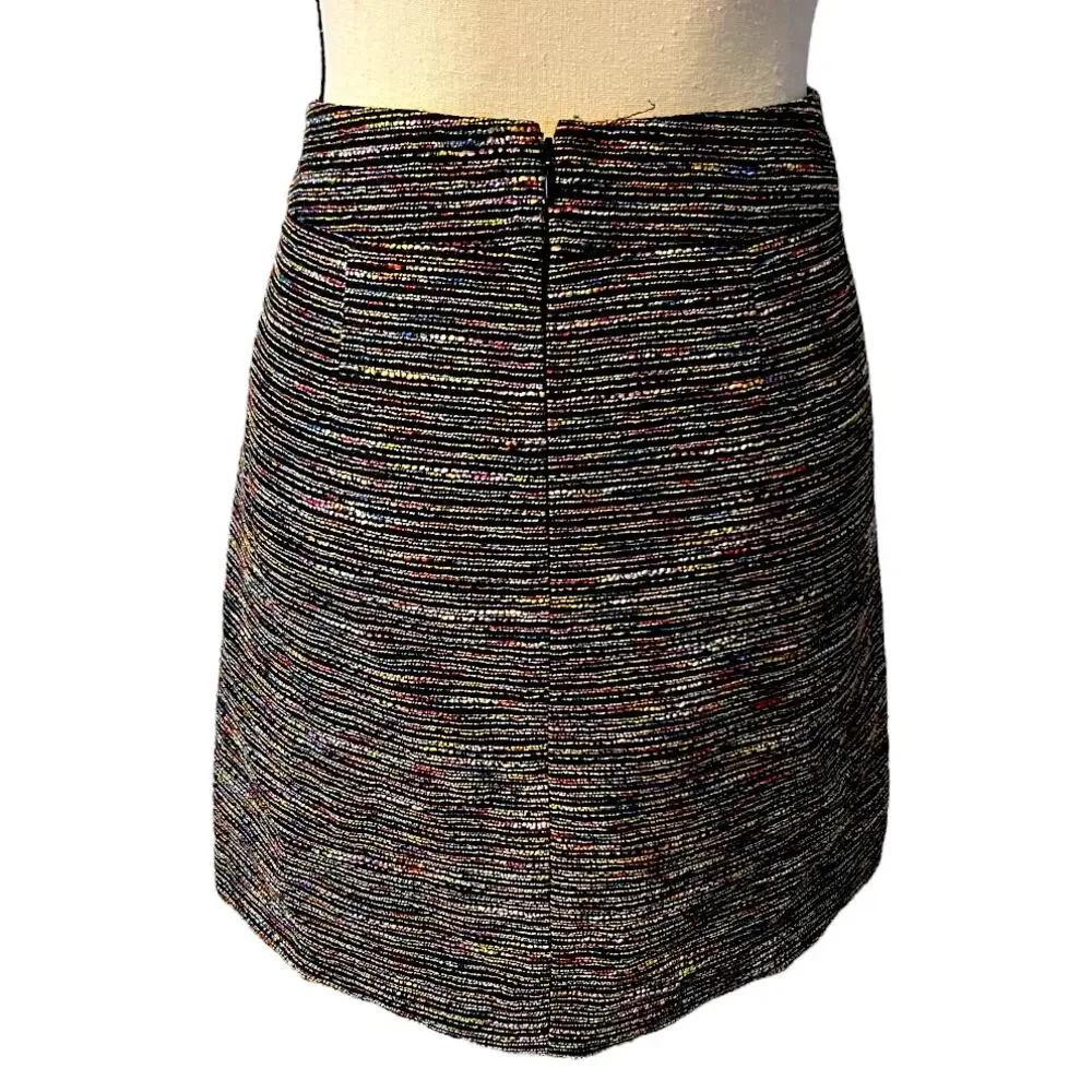 Ann Taylor LOFT Tweed Mini Skirt Womens 2 Multicolor Pockets Lined